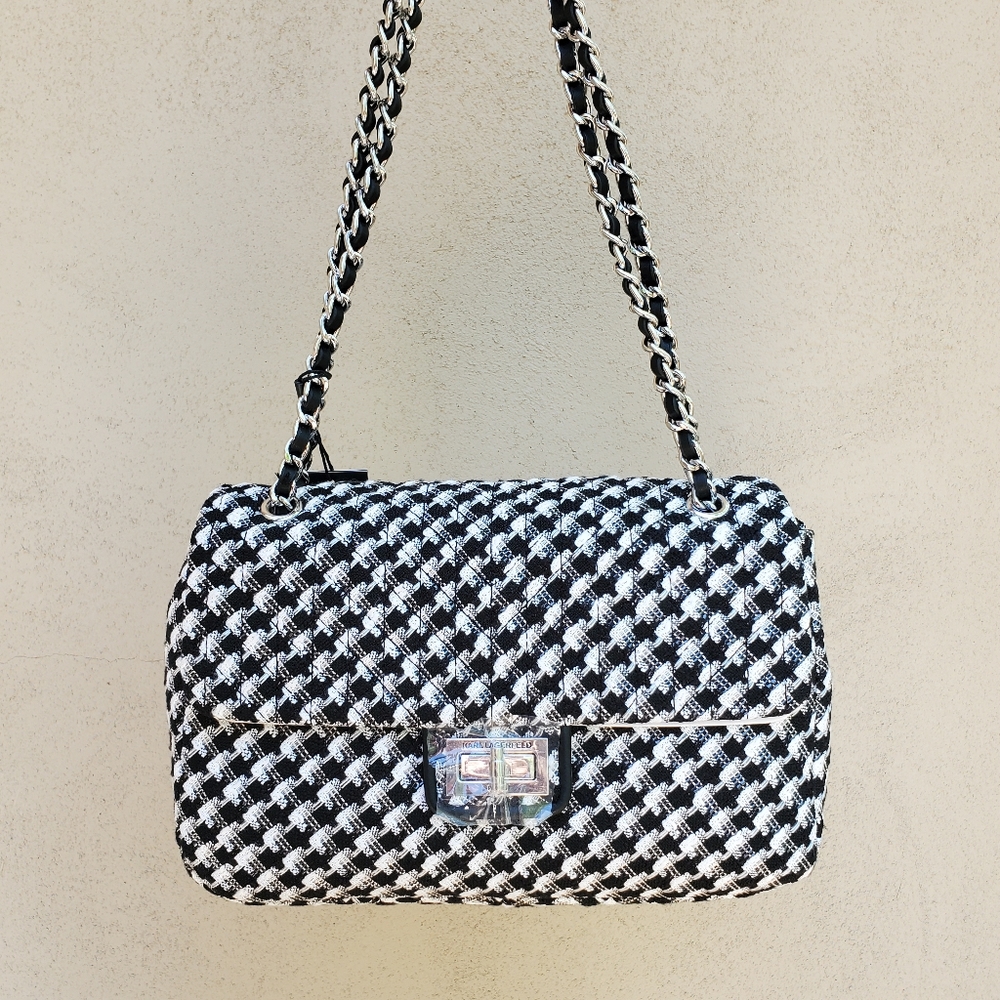 Karl Lagerfeld Tweed Flap Bag Purse